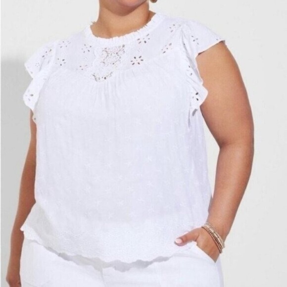 torrid Tops - Torrid White Eyelet Embroidered Top New Boho Cottagecore